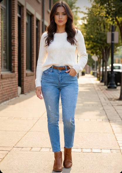 Girls 3 Button Essential Skinny Jeans With Faux Front Pockets