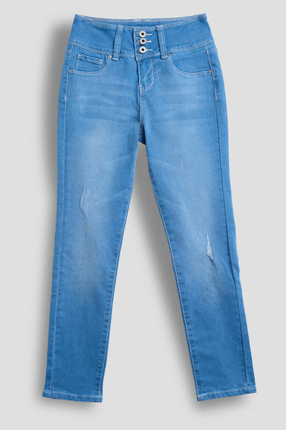 Girls 3 Button Essential Skinny Jeans With Faux Front Pockets