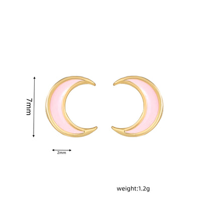 16 Pairs Pink Heart Stud Hoop Huggies Drop Earrings Set, 18K Gold Plated Stacking CZ & Pearl Designs, Planet Snowflake Moon Star