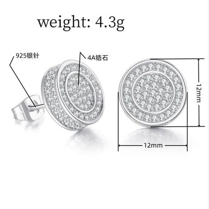 Iced Out CZ 18k Dazzling Stud Earrings, S925 Silver Post, 4 Style Options, Hip Hop Hypoallergenic 4A Cubic Zirconia Bling Studs for Men and Women