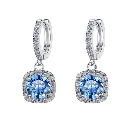 S925 Colorful Moissanite Halo Earrings with Pavé-Set Halo & Hoop, 1ct D-Grade VVS1 Moissanite in 12 Vibrant Colors with GAR certification, Sterling Silver Earrings