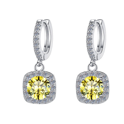 S925 Colorful Moissanite Halo Earrings with Pavé-Set Halo & Hoop, 1ct D-Grade VVS1 Moissanite in 12 Vibrant Colors with GAR certification, Sterling Silver Earrings