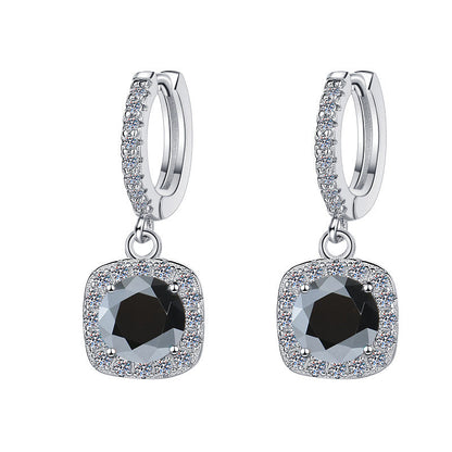 S925 Colorful Moissanite Halo Earrings with Pavé-Set Halo & Hoop, 1ct D-Grade VVS1 Moissanite in 12 Vibrant Colors with GAR certification, Sterling Silver Earrings
