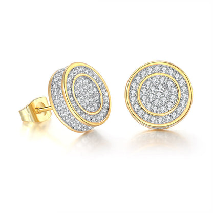 Iced Out CZ 18k Dazzling Stud Earrings, S925 Silver Post, 4 Style Options, Hip Hop Hypoallergenic 4A Cubic Zirconia Bling Studs for Men and Women