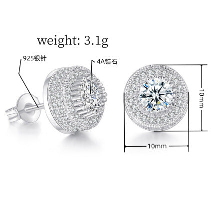 Iced Out CZ 18k Dazzling Stud Earrings, S925 Silver Post, 4 Style Options, Hip Hop Hypoallergenic 4A Cubic Zirconia Bling Studs for Men and Women