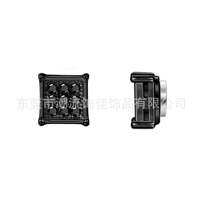Stainless Steel Magnetic Iced Out CZ Square Stud Earrings for Men Women,  9 Mini Cubic Zirconia Inlaid Magnetic Earrings Non-Piercing Clip On Stud Earring