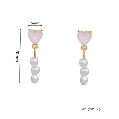 16 Pairs Pink Heart Stud Hoop Huggies Drop Earrings Set, 18K Gold Plated Stacking CZ & Pearl Designs, Planet Snowflake Moon Star