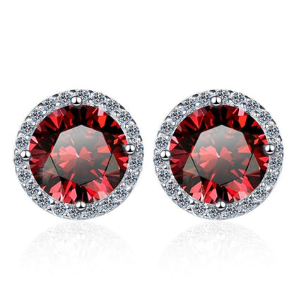S925 Multicolor Moissanite Halo Stud Earrings, Sterling Silver 10 Color Round-Cut Certificated Moissanite Jewelry for Men & Women, Simple & Stylish Gift for Wedding, Birthday, Anniversary