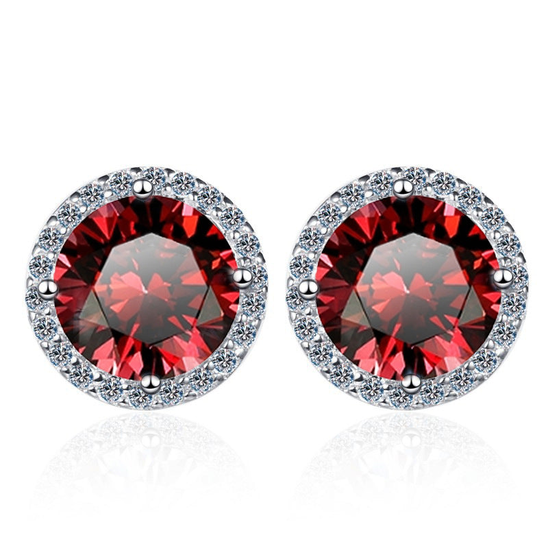 S925 Multicolor Moissanite Halo Stud Earrings, Sterling Silver 10 Color Round-Cut Certificated Moissanite Jewelry for Men & Women, Simple & Stylish Gift for Wedding, Birthday, Anniversary