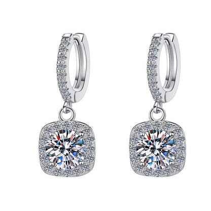 S925 Colorful Moissanite Halo Earrings with Pavé-Set Halo & Hoop, 1ct D-Grade VVS1 Moissanite in 12 Vibrant Colors with GAR certification, Sterling Silver Earrings