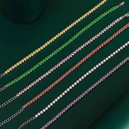 Multicolor CZ Iced Out Adjustable Tennis Bracelet, 3mm 5A Cubic Zirconia