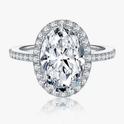 Dazzling 4 Carat Oval-Cut CZ Halo Adjustable Ring with Pave Band, Cubic Zirconia Luxury Design for Men and Women