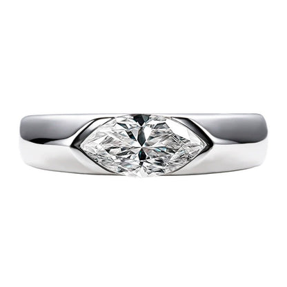 S925 18k Marquise Moissanite Wedding Engagement Ring, 5*10mm 1ct VVS D-Gragde Certified, 18K White Gold & Rhodium Plated Vintage-Inspired Luxury Solitaire for Her Him