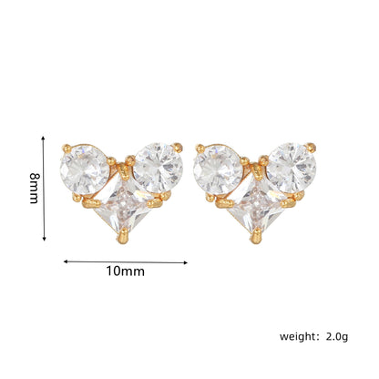 16 Pairs Pink Heart Stud Hoop Huggies Drop Earrings Set, 18K Gold Plated Stacking CZ & Pearl Designs, Planet Snowflake Moon Star