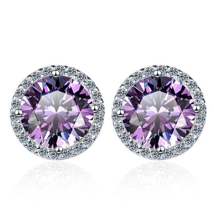 S925 Multicolor Moissanite Halo Stud Earrings, Sterling Silver 10 Color Round-Cut Certificated Moissanite Jewelry for Men & Women, Simple & Stylish Gift for Wedding, Birthday, Anniversary