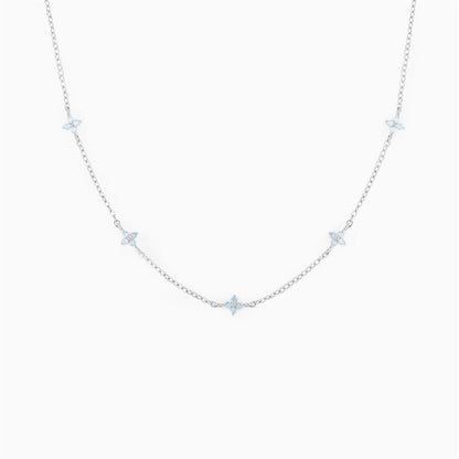 18K Gold Plated Tiny Blue Flower Necklace For Women, Gold Color Cute Pendant Necklace, Trendy Female Fashion Jewelry