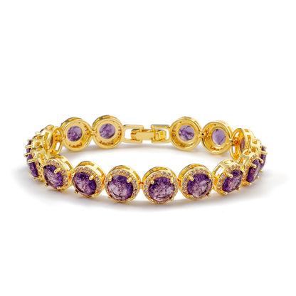 Dazzling Multicolor Cubic Zirconia Round Halo Bracelet, Colored Gem Stones, Adjustable Design, and Unique Patterns