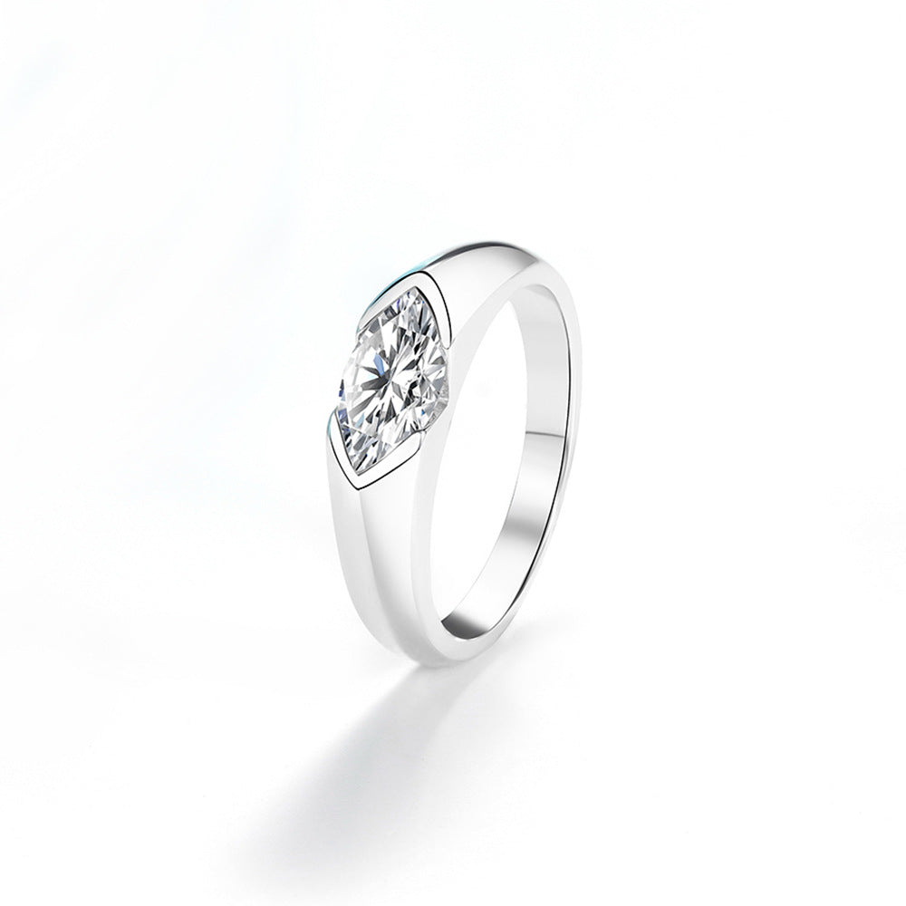 S925 18k Marquise Moissanite Wedding Engagement Ring, 5*10mm 1ct VVS D-Gragde Certified, 18K White Gold & Rhodium Plated Vintage-Inspired Luxury Solitaire for Her Him
