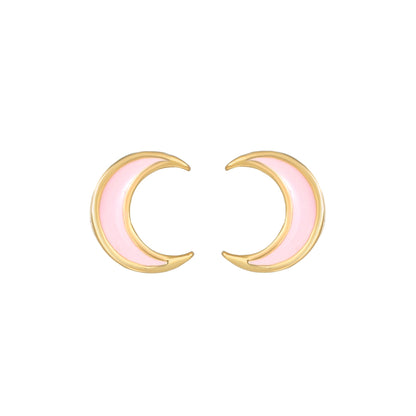 16 Pairs Pink Heart Stud Hoop Huggies Drop Earrings Set, 18K Gold Plated Stacking CZ & Pearl Designs, Planet Snowflake Moon Star