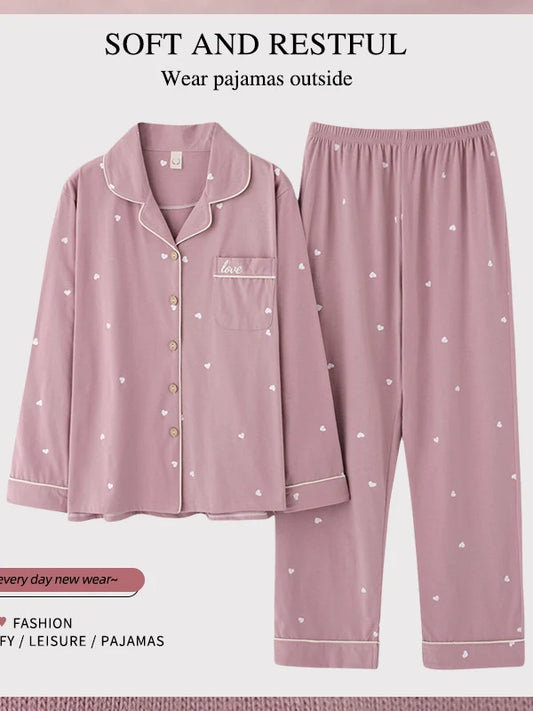 6XL Extra Large Size Women Pajamas Spring & Autumn Long Sleeve Pure Cotton 100.00kg