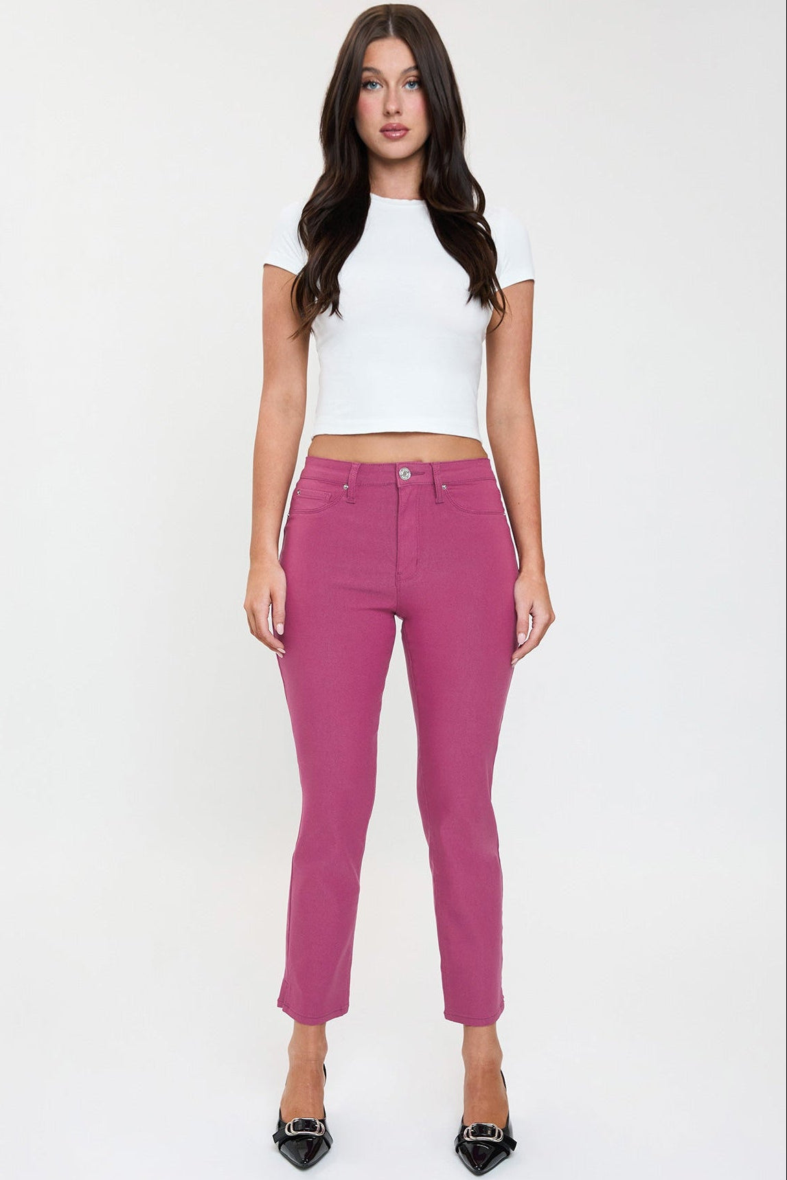 Women's High Rise Hyperstretch Cropped Straight Pants