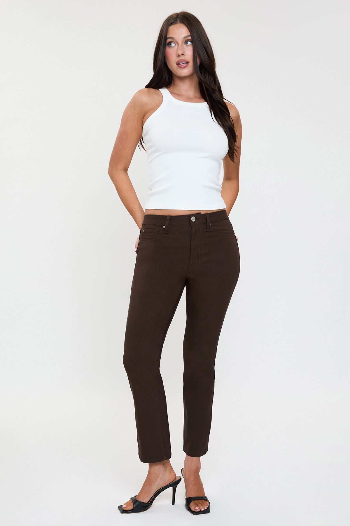 Women's High Rise Hyperstretch Cropped Straight Pants