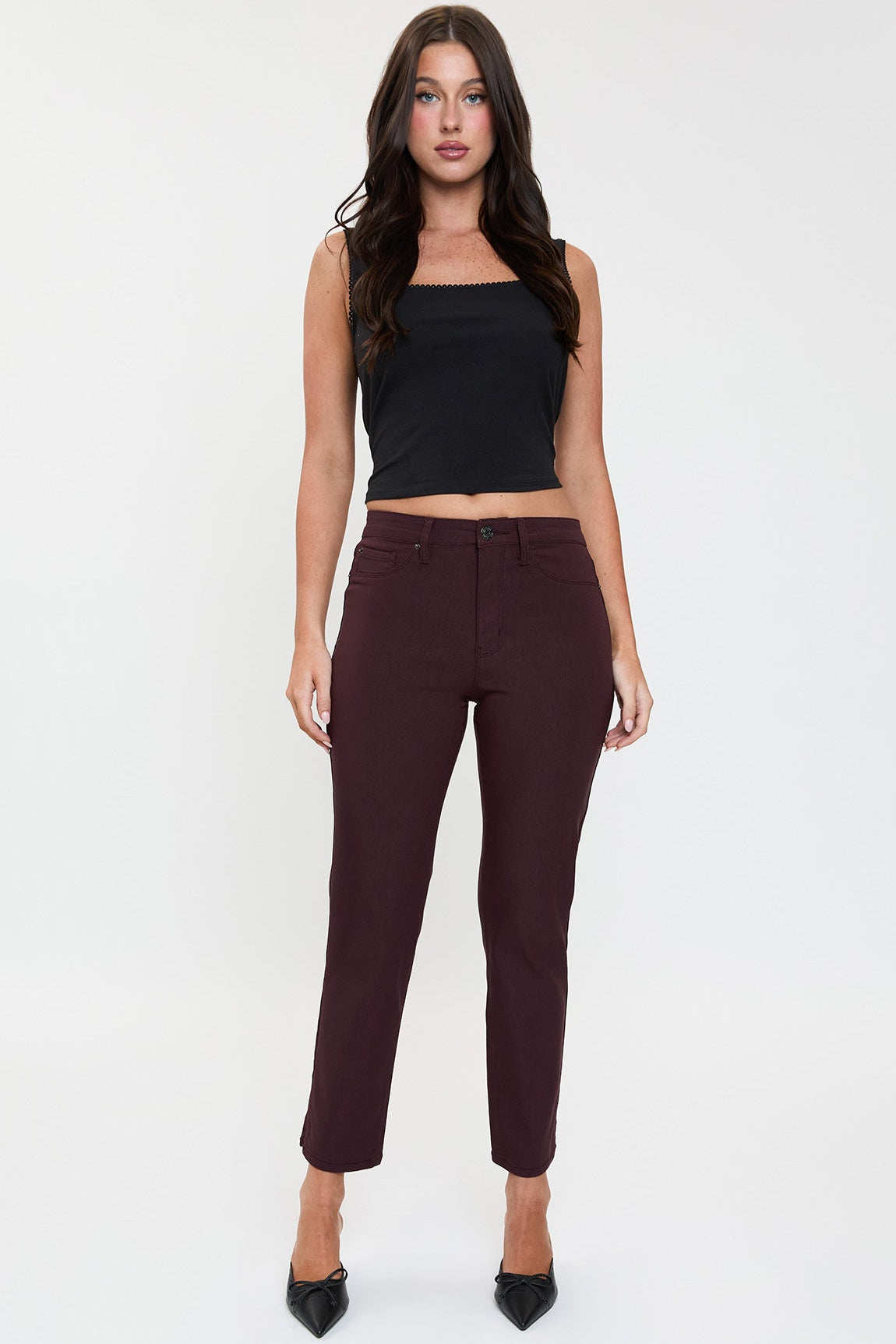 Women's High Rise Hyperstretch Cropped Straight Pants