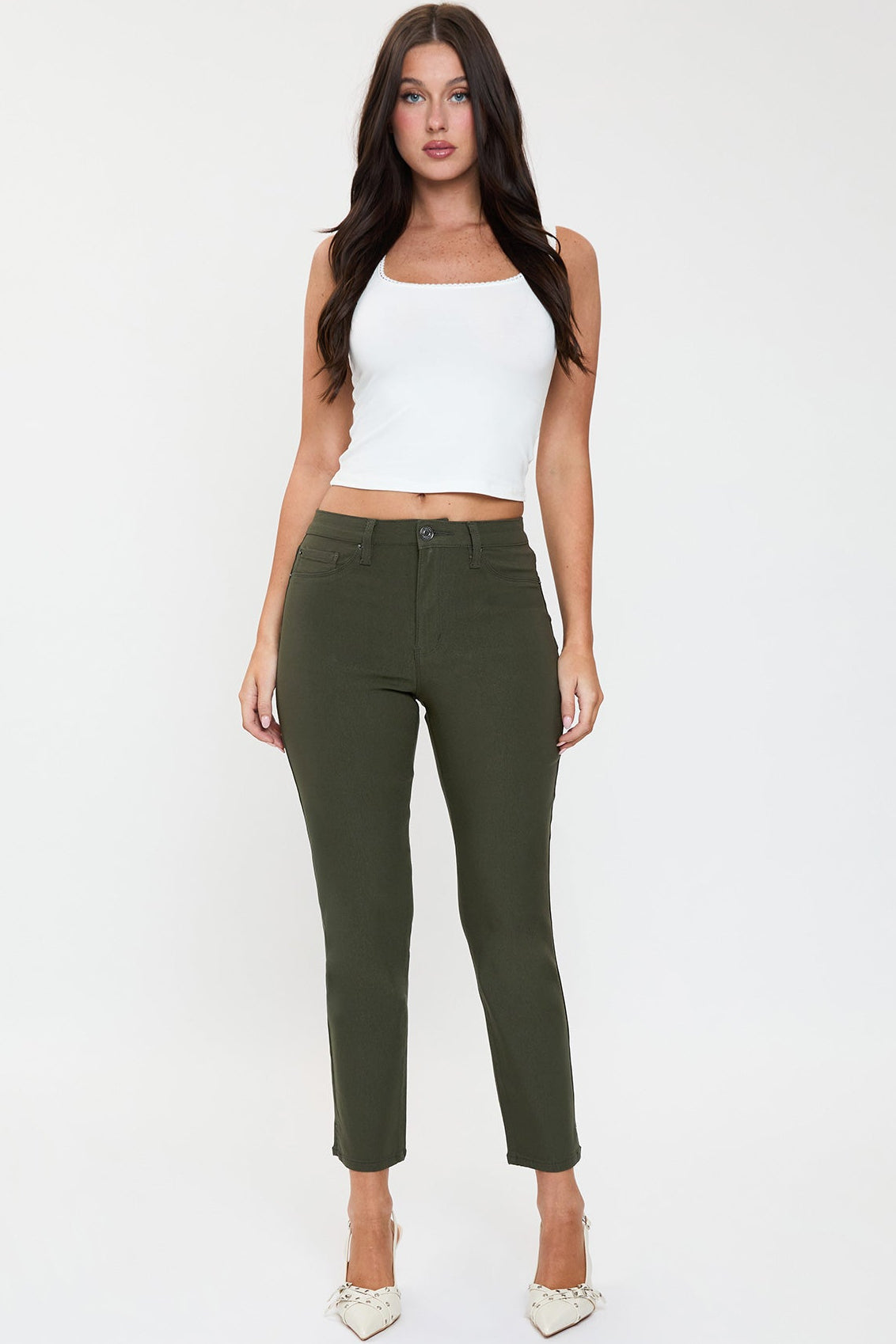 Women's High Rise Hyperstretch Cropped Straight Pants