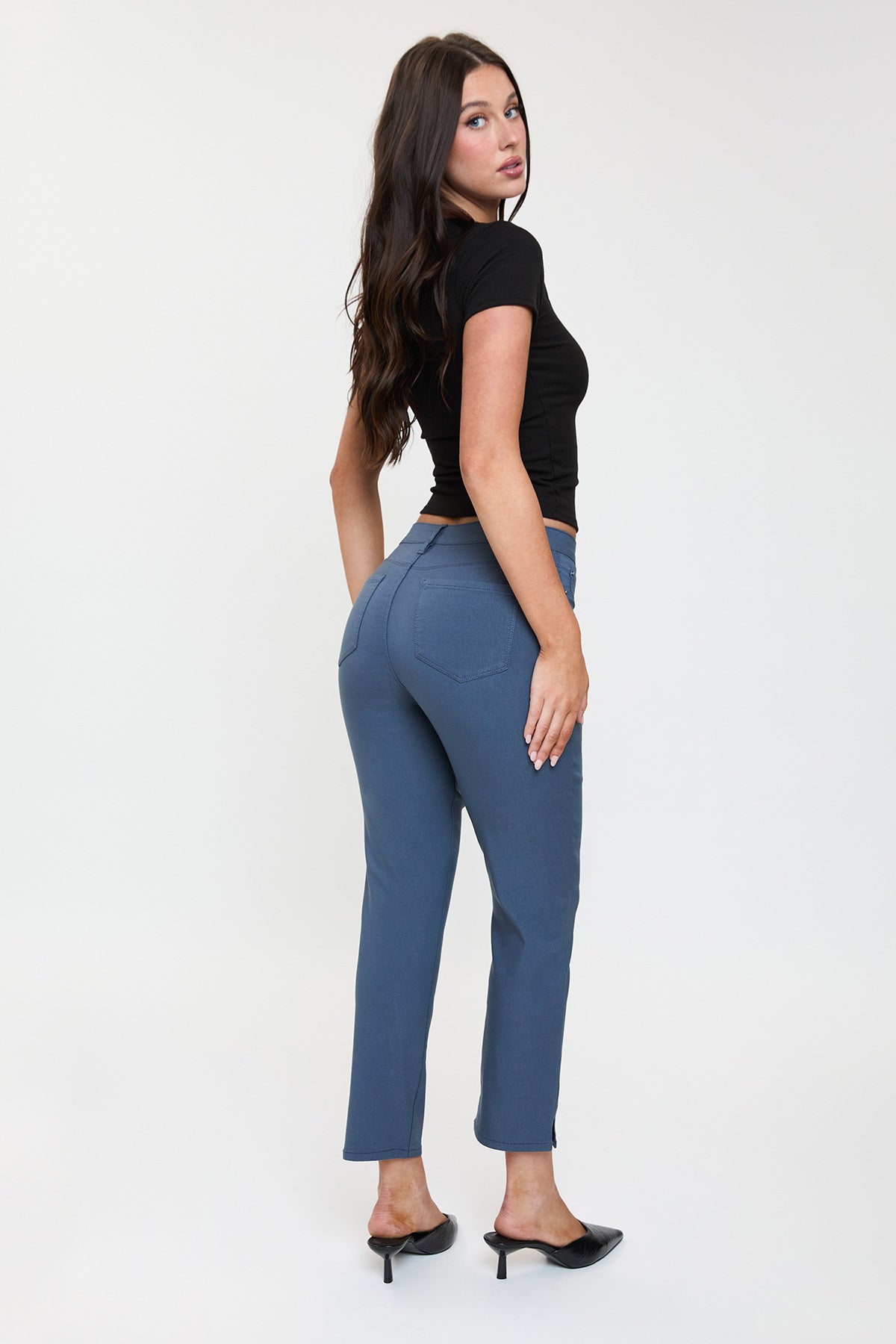 Women's High Rise Hyperstretch Cropped Straight Pants