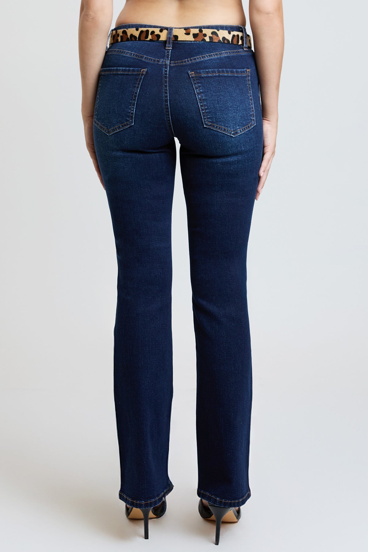 Women's Mid Rise Belted Bootcut Jeans