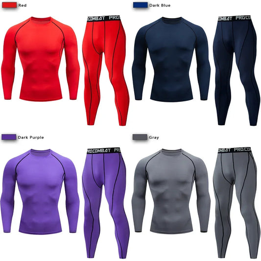 2pcs Men Compression Sportswear Suit Yoga Sets Workout Jogging Fitness Clothing Tracksuit Pants Sporting