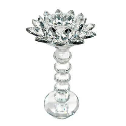 Bright Crystal Lotus Candlestick Durable Elegant Clear Flower
