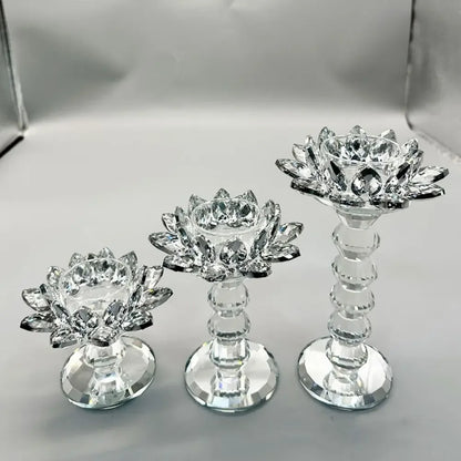 Bright Crystal Lotus Candlestick Durable Elegant Clear Flower