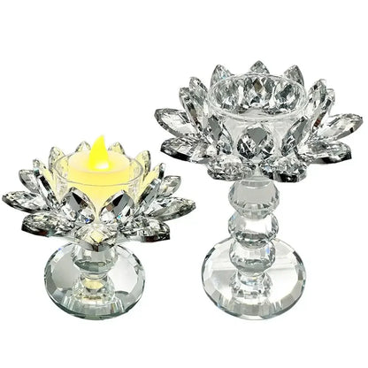 Bright Crystal Lotus Candlestick Durable Elegant Clear Flower