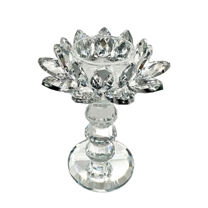 Bright Crystal Lotus Candlestick Durable Elegant Clear Flower