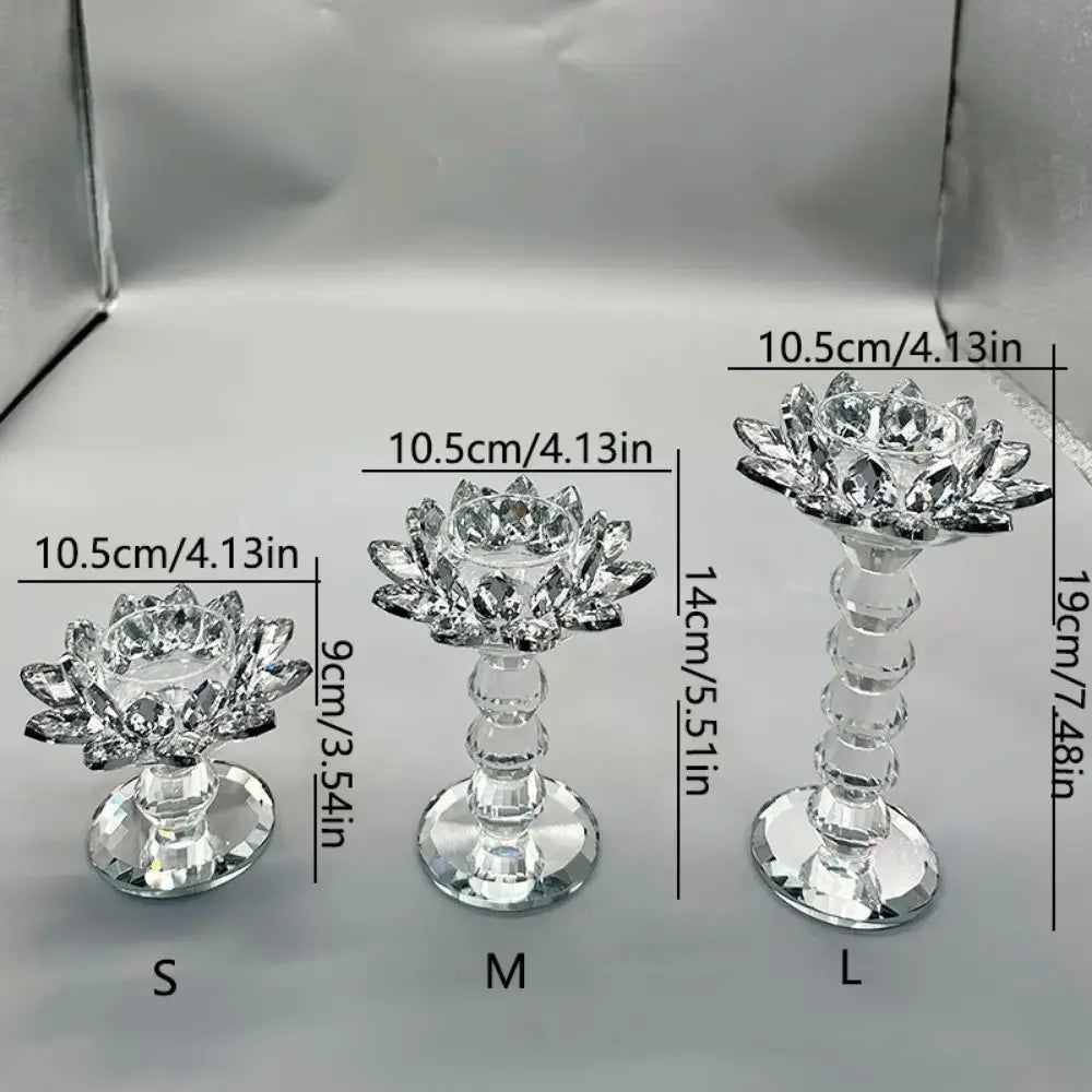 Bright Crystal Lotus Candlestick Durable Elegant Clear Flower