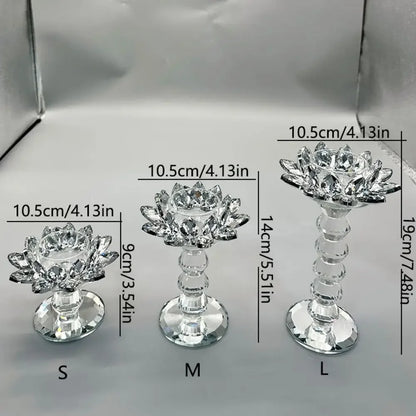 Bright Crystal Lotus Candlestick Durable Elegant Clear Flower