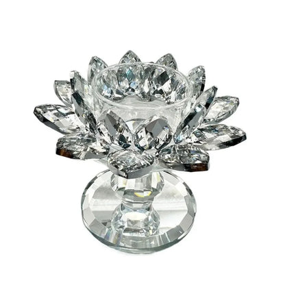 Bright Crystal Lotus Candlestick Durable Elegant Clear Flower
