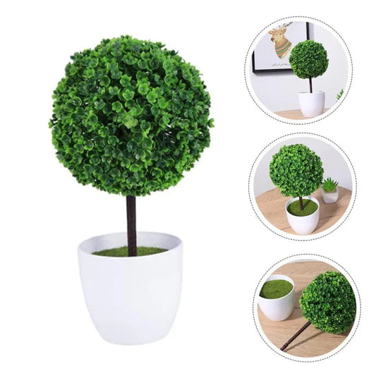 Artificial Plants Potted Green Bonsai Sakura Snowball Home Decor