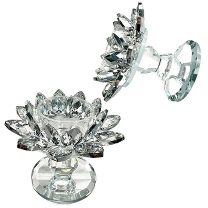 Bright Crystal Lotus Candlestick Durable Elegant Clear Flower