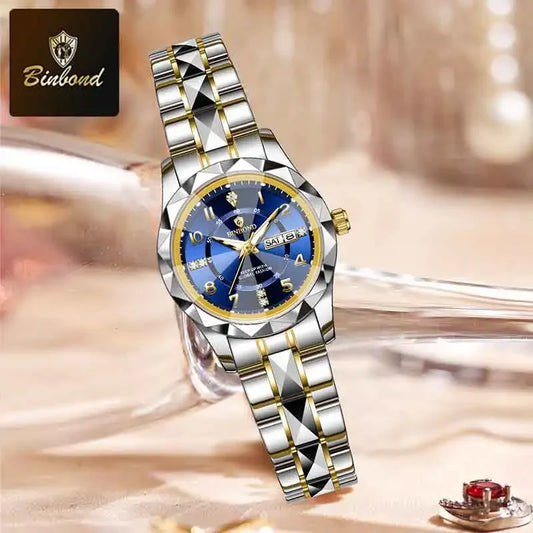 BINBOND Women Quartz Luxury Watch Waterproof with Week/ Date/ Clock