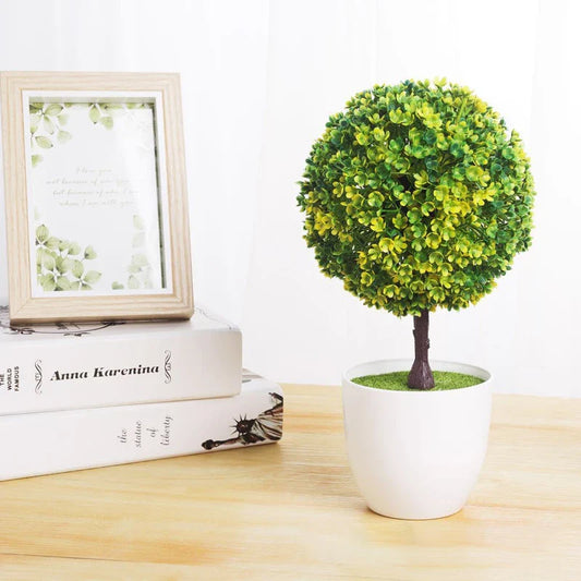Artificial Plants Potted Green Bonsai Sakura Snowball Home Decor