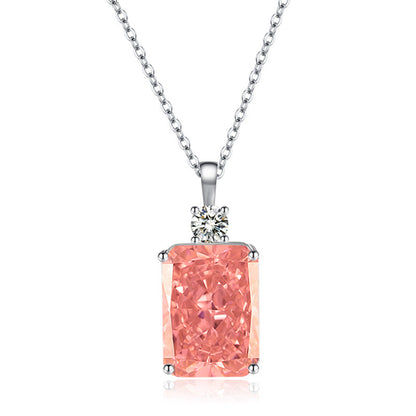 Multicolor Ice Flower Cut CZ Pendant Necklace, 10*14mm 5A Cubic Zirconia, 6 Color Options, Dainty Luxe Pendant
