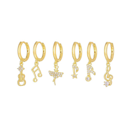 Multi Sets of Chic Star&Moon Earrings, 3-6pcs, 18k Gold Plated Stud Drop Hoop Huggie Cuff Chain, S925 Needle, Stacked Lobe Designs with Dazzling Zirconia