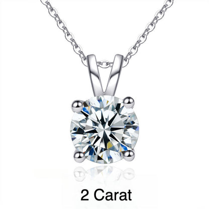 S925 Moissanite Classic Four-Prong Pendant, Minimalist Collarbone Chain Jewelry Pendant Necklace for Women