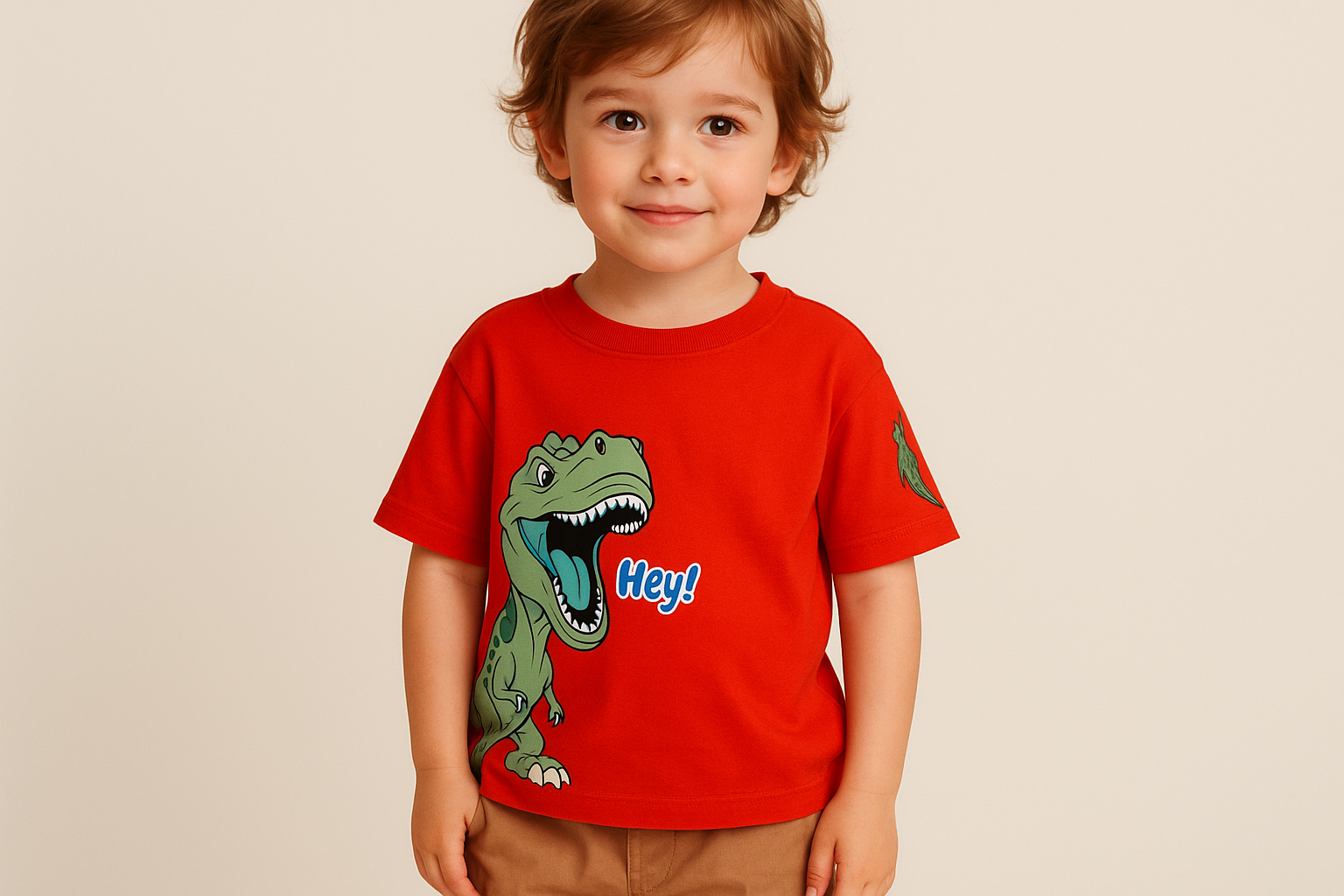Niño con camiseta roja