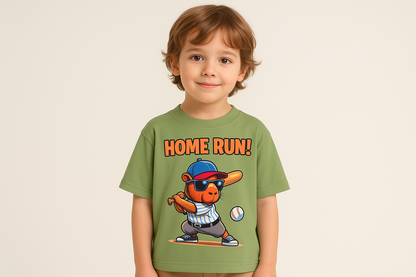 Niño con camiseta verde - Capybara HOME RUN!