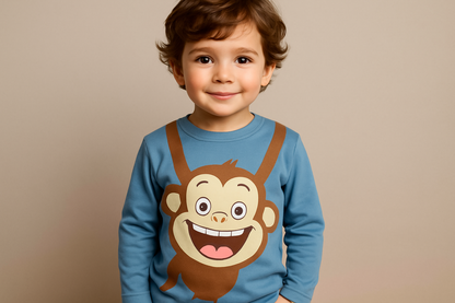 Niño con sudadera azul - Mono