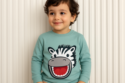 Niño con sudadera verde menta - Cebra
