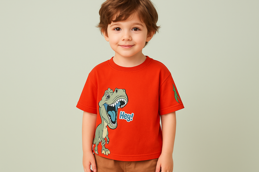 Niño varón con camiseta roja